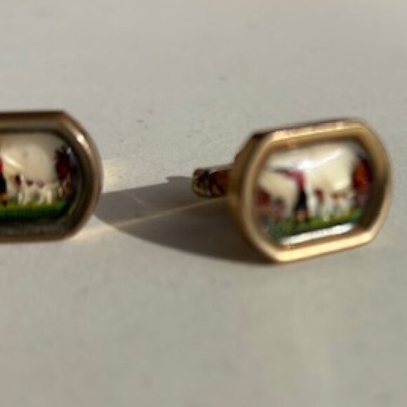 Vintage Swank Cufflinks with Hunter rifle & a Springer Spaniel - Picture 2 of 4